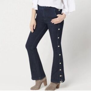 G.I.L.I 6P regular dual stretch western flare denim snap button side jeans